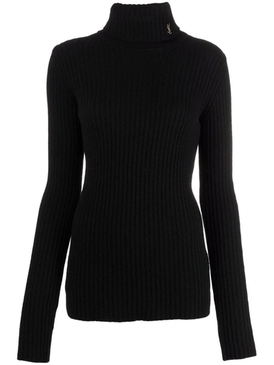 SAINT LAURENT RIBBED-KNIT ROLL-NECK JUMPER