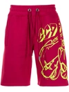 Gcds Graffiti-print Track Shorts In Pink