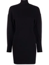 Diesel Roll-neck Knit Dress In Schwarz