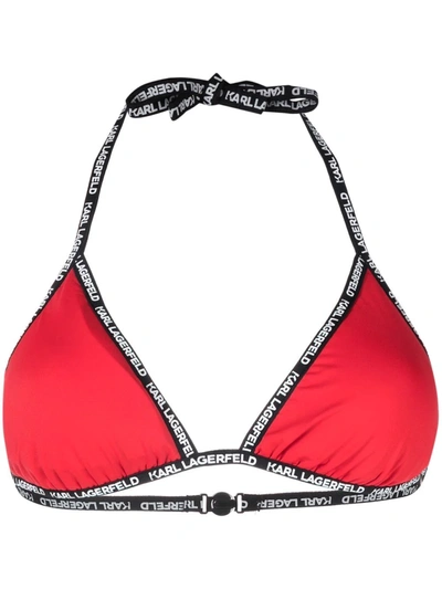 Karl Lagerfeld Logo-tape Triangle Bra In Rot