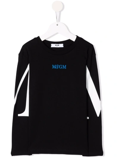 Msgm Logo-print Long-sleeve T-shirt In Schwarz