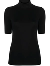 Majestic Roll-neck Knitted Top In Schwarz