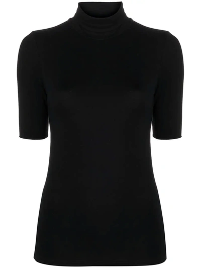 Majestic Roll-neck Knitted Top In Schwarz
