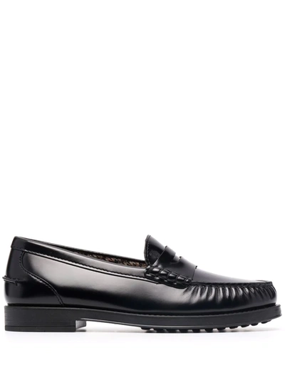 Tod's Slip-on Leather Loafers In Schwarz