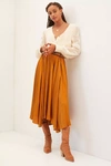 Anthropologie Sleek A-line Midi Skirt In Gold