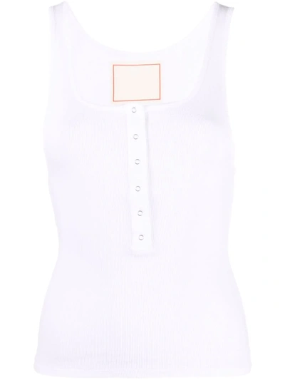 Jeanerica Ribbed-knit Tank Top In White