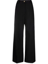 Patou Wide Leg High Waist Trousers With Belt Loops In Black