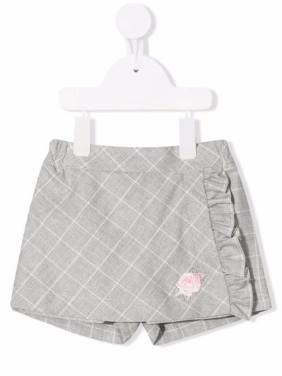 Monnalisa Babies' 格纹裹身式短裤 In Grey