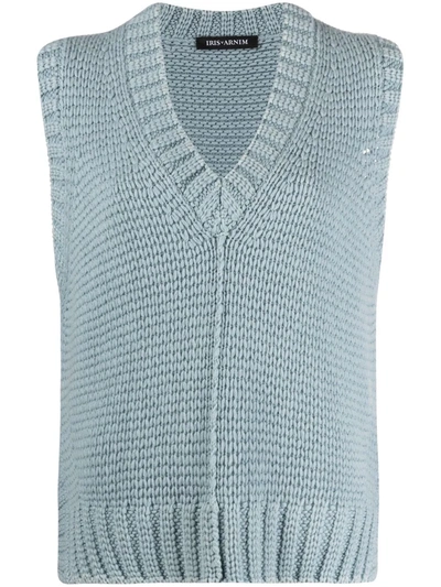 Iris Von Arnim Knitted V-neck Waistcoat In Blue