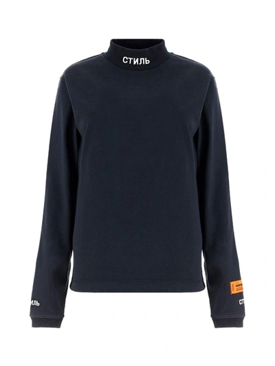 Heron Preston Logo Embroidered Rollneck Long Slleved T In Black