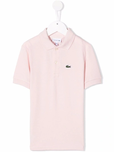Lacoste Teen Crocodile Embroidery Polo Shirt In Pink