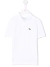 Lacoste Kids' Logo-embroidered Short-sleeved Polo Shirt In White