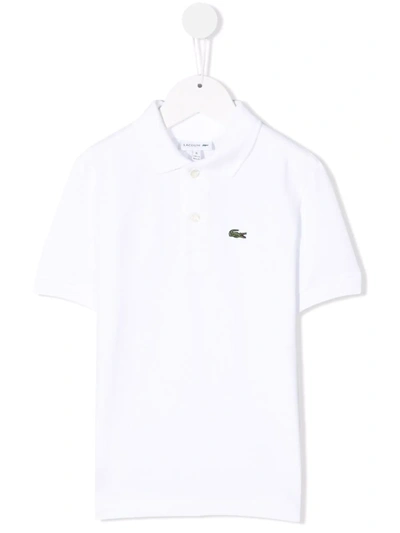 Lacoste Kids' Logo-embroidered Short-sleeved Polo Shirt In White