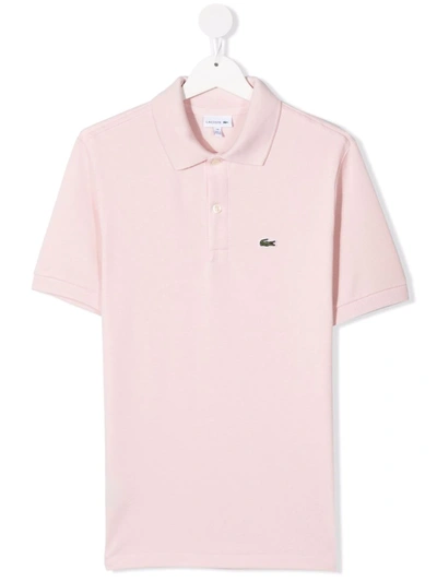 Lacoste Teen Crocodile Embroidery Polo Shirt In Pink