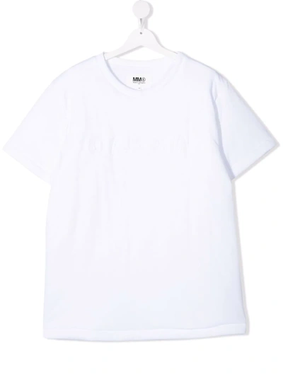 Mm6 Maison Margiela Teen Round-neck Cotton T-shirt In White