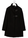 Fay Single-breasted High-neck Coat In Black