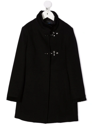 Fay Kids' Single-breasted High-neck Coat In Black