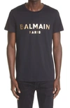 Balmain Logo Foil Organic Cotton Jersey T-shirt In Black