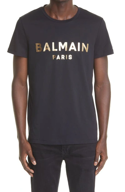 Balmain Logo Foil Organic Cotton Jersey T-shirt In Black