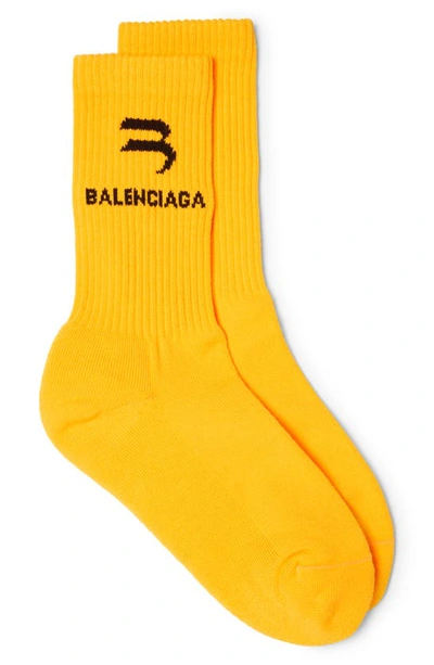 Balenciaga Logo Socks In Orange/ Black
