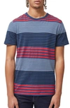 FRENCH CONNECTION DRAGGED STRIPE CREWNECK T-SHIRT,56RAN