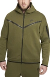 Nike Sportswear Tech Fleece Zip Hoodie In Rough Green/ Black