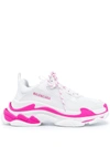 BALENCIAGA WOMAN WHITE AND FLUO PINK TRIPLE S SNEAKERS,524039-W2CA3 5390
