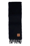 Loewe Mens Black Anagram Brushed Mohair Wool-blend Knitted Scarf 185cm X 23cm In Black