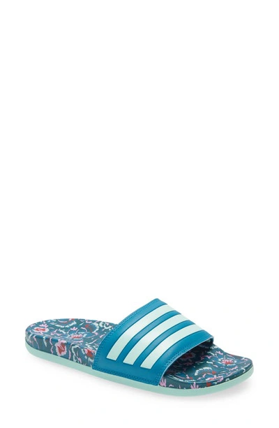 Adidas Originals Adilette Comfort Slide Sandal In Active Teal/ Clear Mint