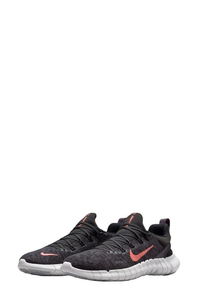 Nike Free Run 5.0 Women's Road Running Shoes In Black/ Magic Ember/ Purple