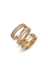 Nordstrom Set Of 3 Cubic Zirconia Band Rings In Clear- Gold