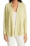 Eileen Fisher Shawl Collar Organic Linen Cardigan In Cnary