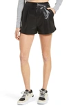 Grey Lab Faux Leather Shorts In Black