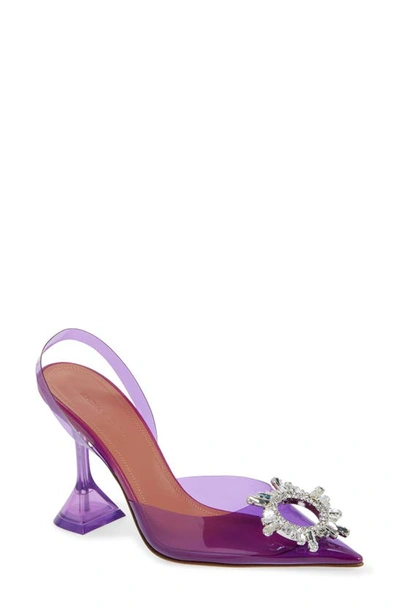 Amina Muaddi Begum Glass Slingback Pump In Purple