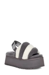 Ugg Disco Stripe Sheepskin Slingback Slide Sandals In Gray/white