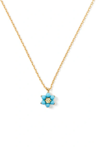 Kate Spade Myosotis Mini Flower Pendant Necklace In Turquoise