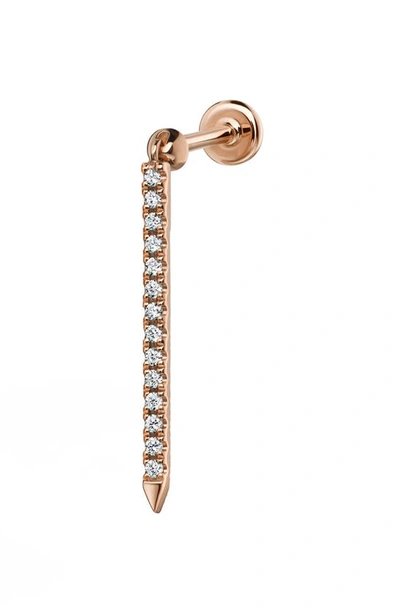 Maria Tash Diamond Eternity Single Bar Charm Stud Earring In Rose