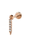 Maria Tash Diamond Eternity Single Bar Charm Stud Earring In Rose