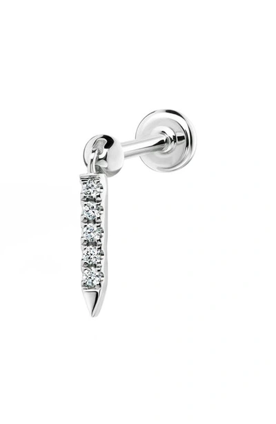 Maria Tash 18ct 7mm Diamond Eternity Bar Charm Single Stud Earring In White