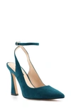 Nine West Women's Tabita Ankle Strap Dress Pumps Women's Shoes In Teal Suede