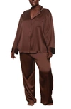 Skims Stretch Silk Pajama Pants In Cocoa