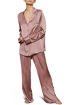 Skims Stretch Silk Pajama Pants In Rose