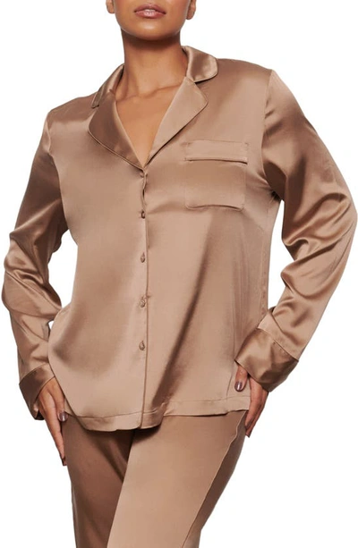 Skims Stretch Silk Pajama Pants In Sienna