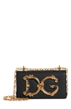 Dolce & Gabbana Dolce&gabbana Girls Logo Leather Phone Crossbody Bag In Nero