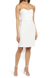 AMSALE STRAPLESS BOW BACK FAILLE DRESS,LW150