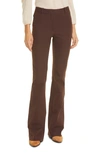 Frame Le High Flare Stretch Cotton Trouser Pants In Brown