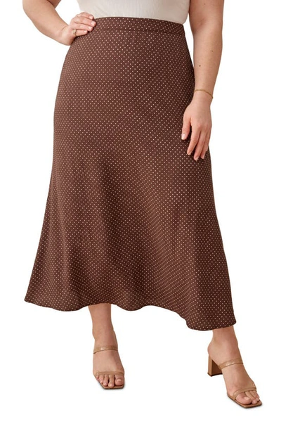 Reformation Bea Dotted Midi Skirt In Truffle