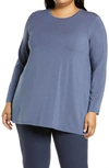 Eileen Fisher Crewneck Jersey Tunic In Twilight