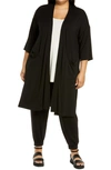 Eileen Fisher Boxy Longline Jersey Jacket In Black