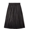 Mm6 Maison Margiela Faux Leather Long Pleated Skirt In Black